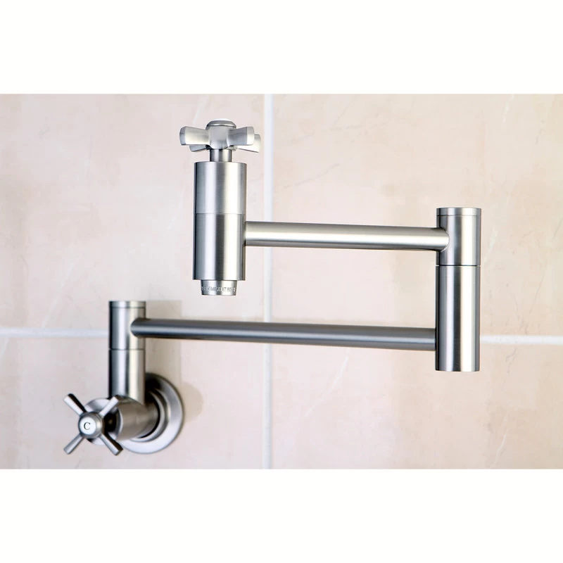 Kingston Brass Wall Mount Pot Filler Kitchen Faucet, Brushed Nickel - Image 2