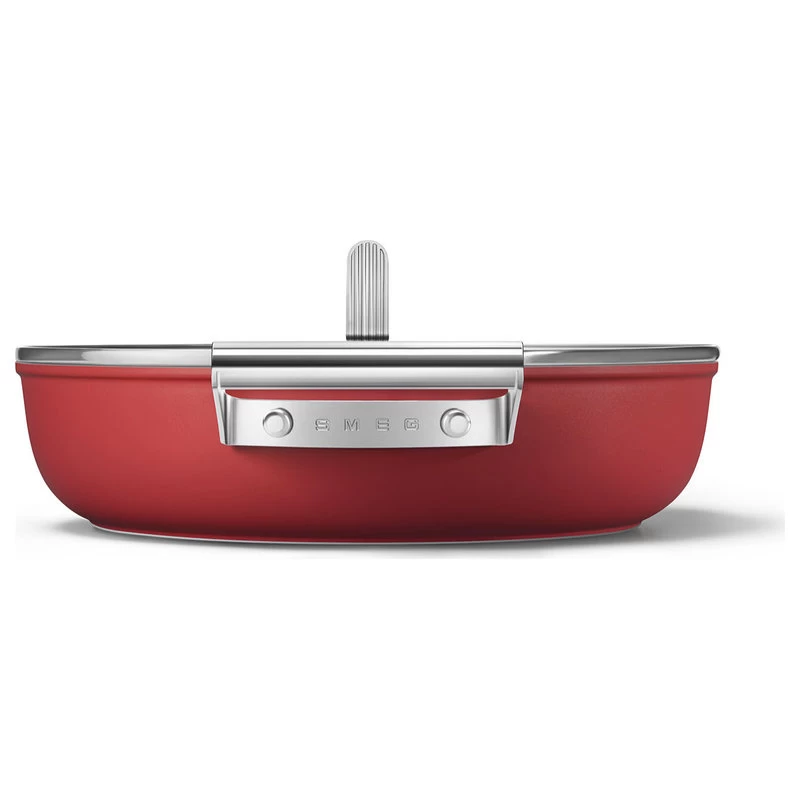 Smeg Cookware Deep Pan With Lid., Red - Image 4