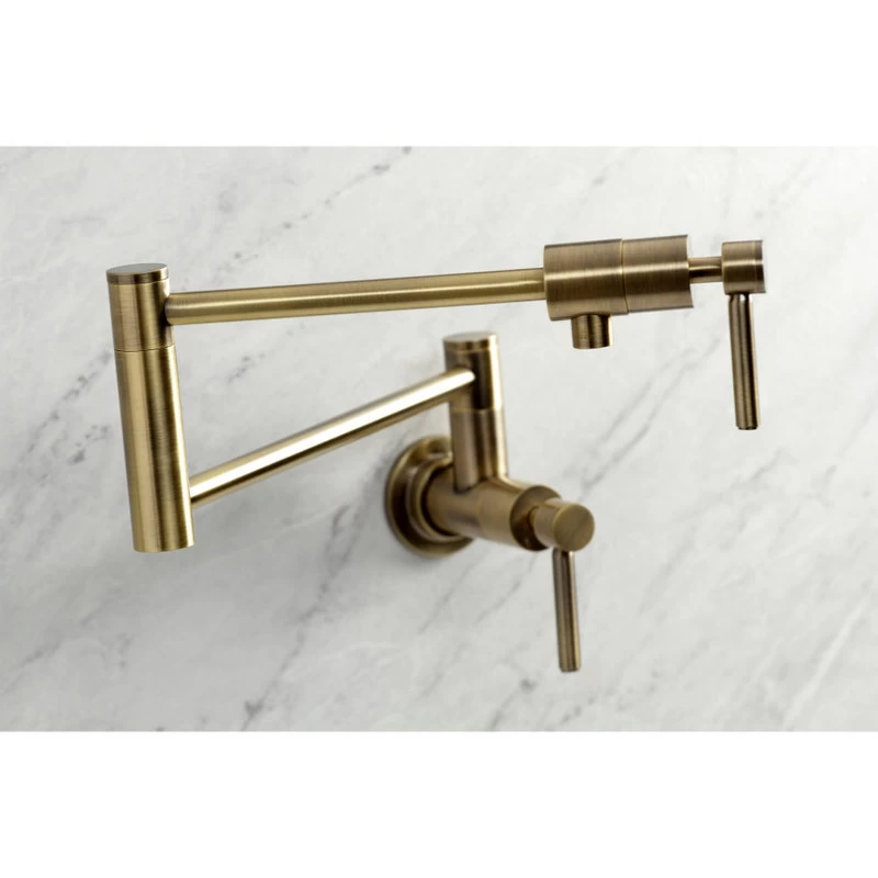 Kingston Brass KS4103DL Concord Wall Mount Pot Filler, Antique Brass - Image 3