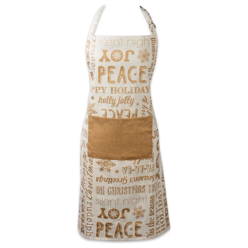 Gold Christmas Collage Chef Apron