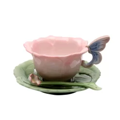 Rose 2-Piece Cup And Saucer Set With Spoon