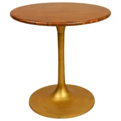 Alden Wood Top 30 In Round Dining Table, Elm/Antique Gold