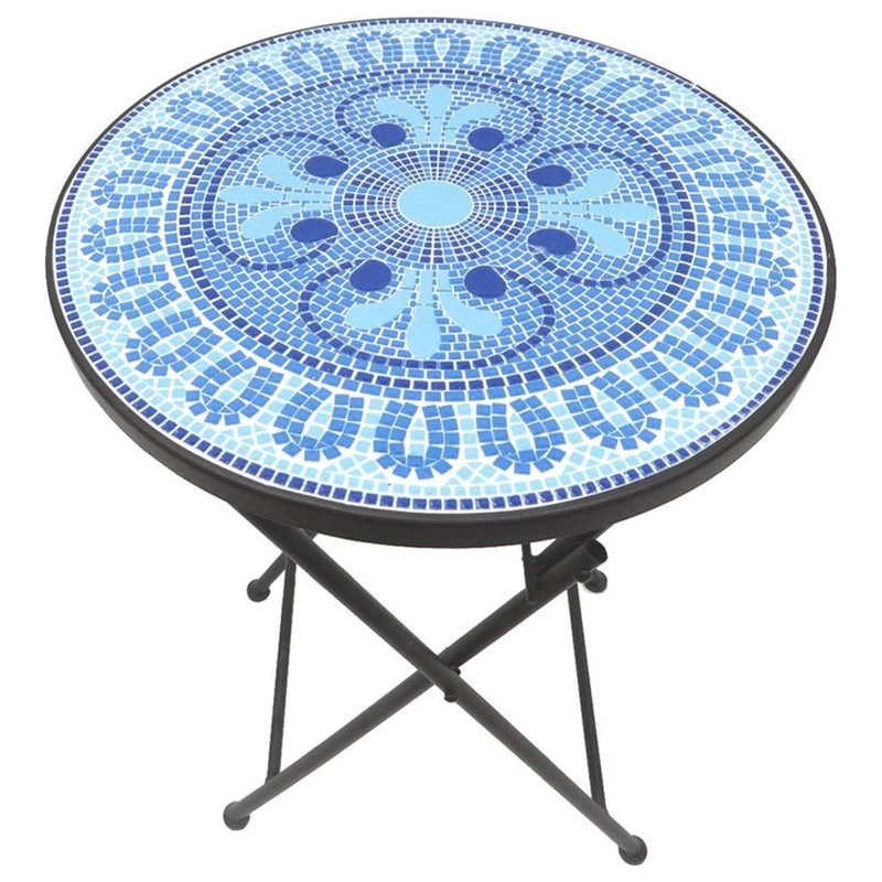 Saint Birch Lori Transitional Metal Folding Side Table In Blue/Black - Image 3