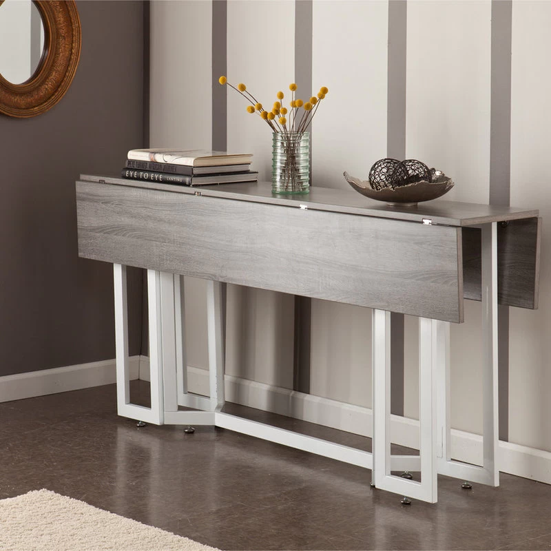 Holly & Martin Driness Drop Leaf Table, White And Weathered Gray - Image 3