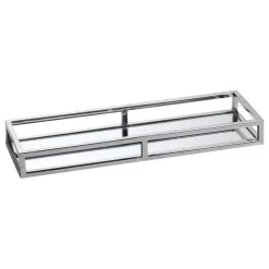 "Narrow" 18" Long Aluminium Mirrored Serving Tray, Rectangular Shaped