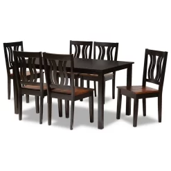 Baxton Studio Zamira Brown And Walnut Brown Finished Wood 7-Piece Dining Set