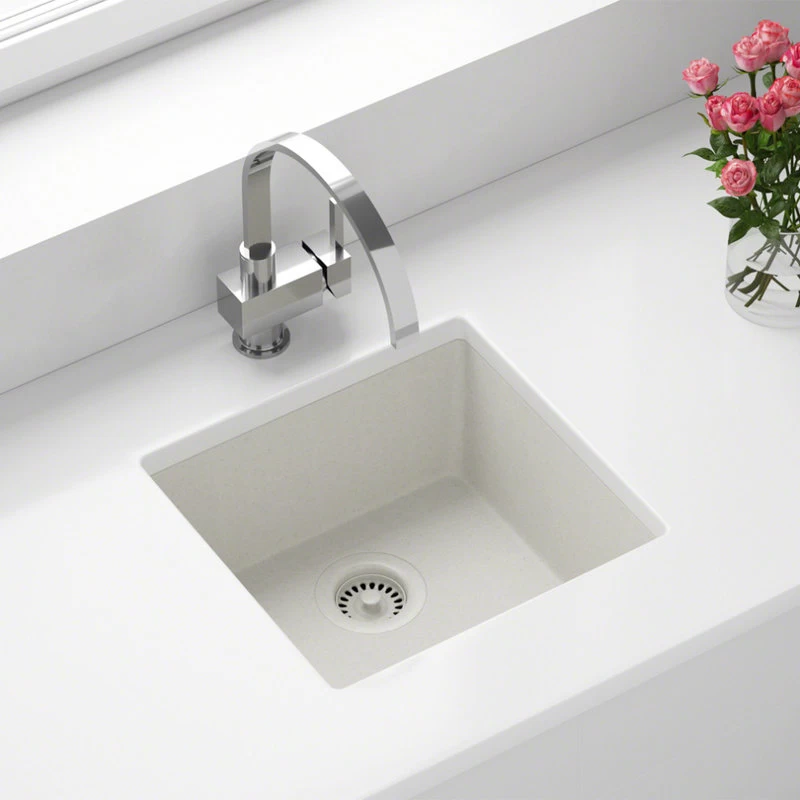 805 Dual-mount Single Bowl Kitchen Sink, White, Colored Strainer - Image 2