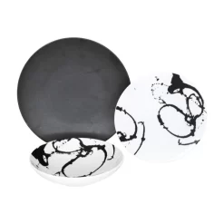 Euro Ceramica Nile 12-Piece Dinnerware Set, Service For 4, Cairo Black