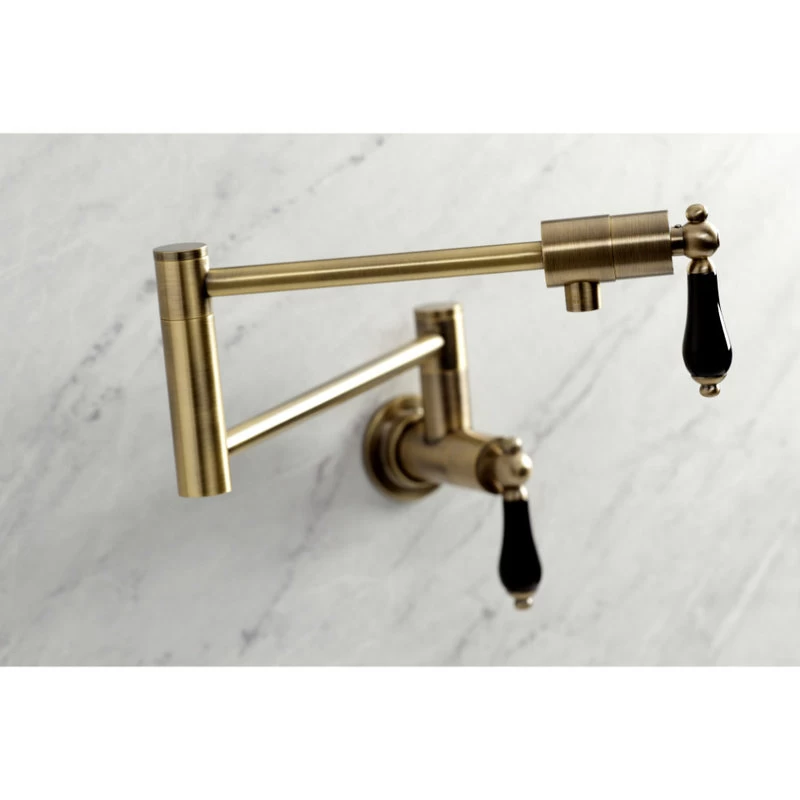 Kingston Brass KS4103PKL Duchess Wall Mount Pot Filler, Antique Brass - Image 3