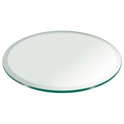Round 0.5" Thick Beveled Edge Tempered Glass Table Top, 28"