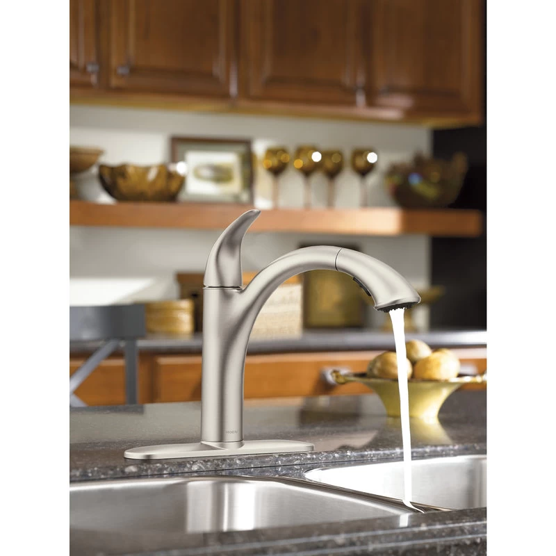 Moen Camerist 1-Handle Low Arc Pullout Kitchen Faucet, Spot Resist Stainless - Image 11