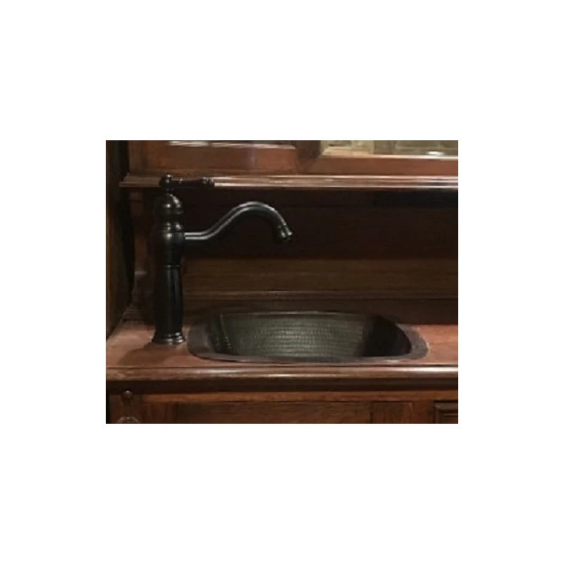 Rustic Copper Square Kitchen Bar Prep Sink With Strainer Drain - Image 4