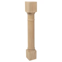 Traditional Full Round Kitchen Island Leg 35-1/4"H, Red Oak, 5" Wx5" Dx35-1/