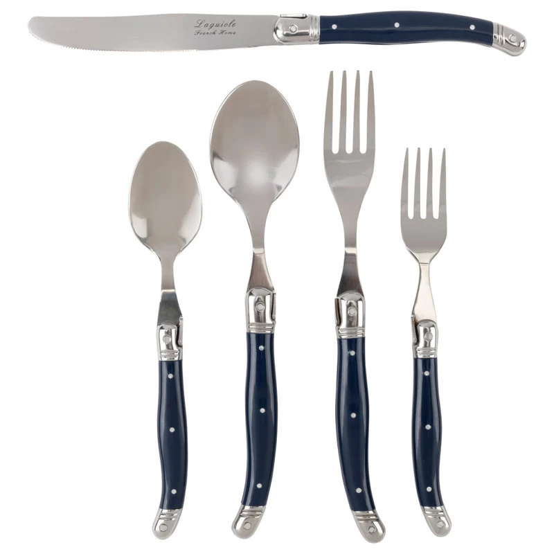 French Home Laguiole 20 Piece Stainless Steel Flatware Set, Service For 4, Navy - Image 3