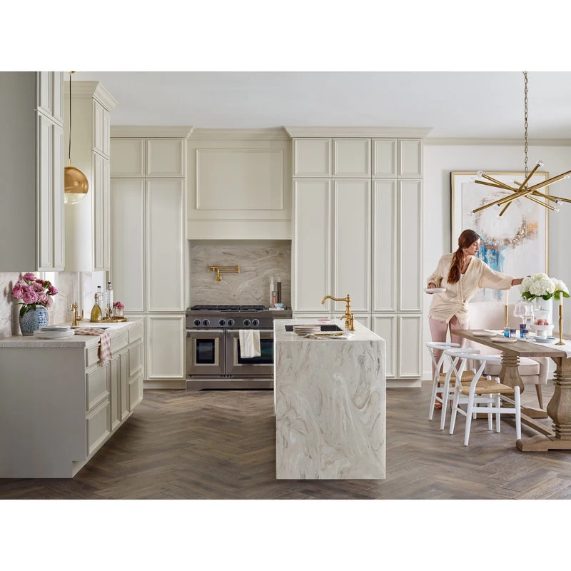 Moen Traditional Pot Filler Brushed Gold Two-Handle Kitchen Faucet - Image 4