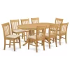 Vano9-Oak-C, 9-Piece Table And Chairs Set, Small Table And 8 Dining Chairs