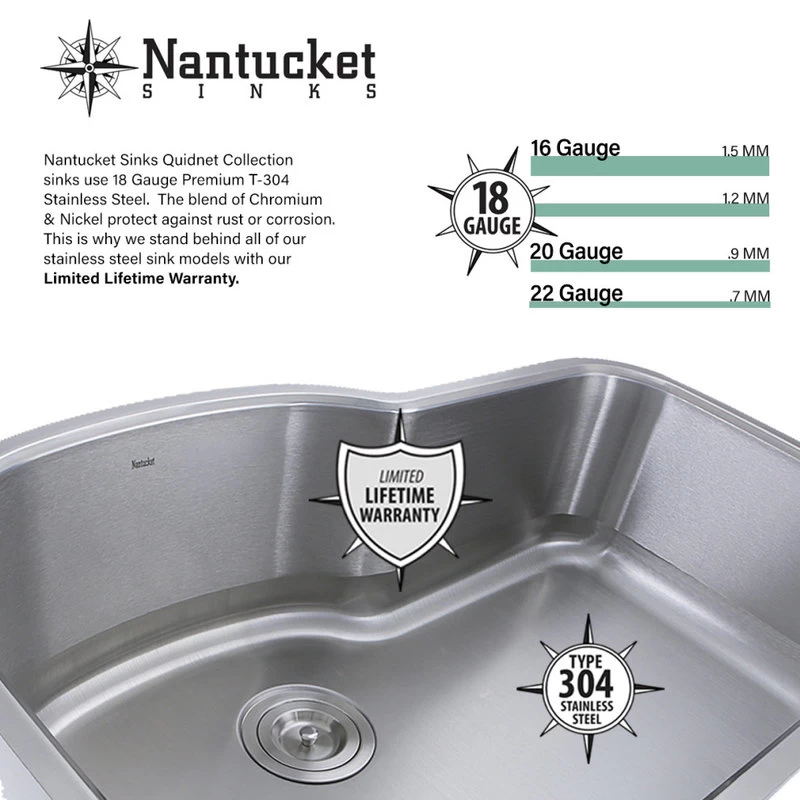 Nantucket Sinks Round Undermount Stainless Steel Bar And Prep Sink, 18 Gauge - Image 6