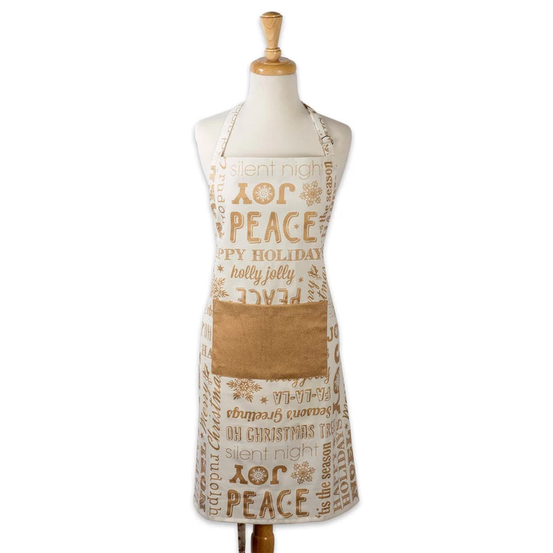 Gold Christmas Collage Chef Apron - Image 7