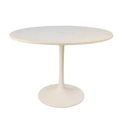 The Milo Dining Table, 40”, White Base, Midcentury, Round