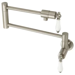 Kingston Brass KS4108PL Metropolitan Wall Mount Pot Filler, Brushed Nickel
