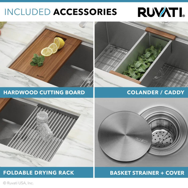 Ruvati RVH8300 Undermount 16 Gauge 32" Kitchen Sink Single Bowl - Image 3