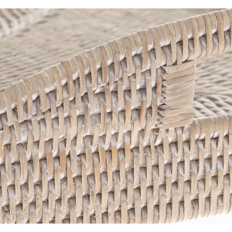 La Jolla Rattan Rectangular Serving Tray, White-Wash - Image 3