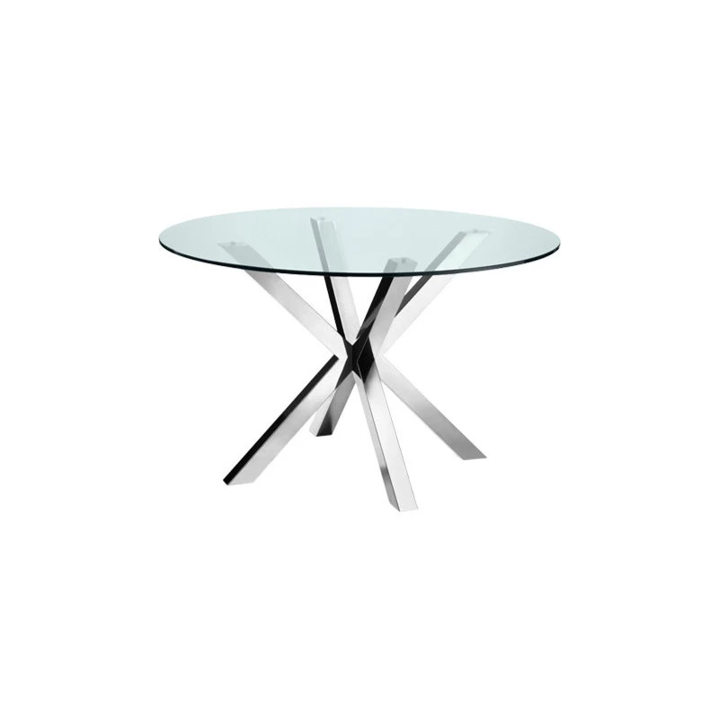 Bella Dining Table, Polished Stainless Steel