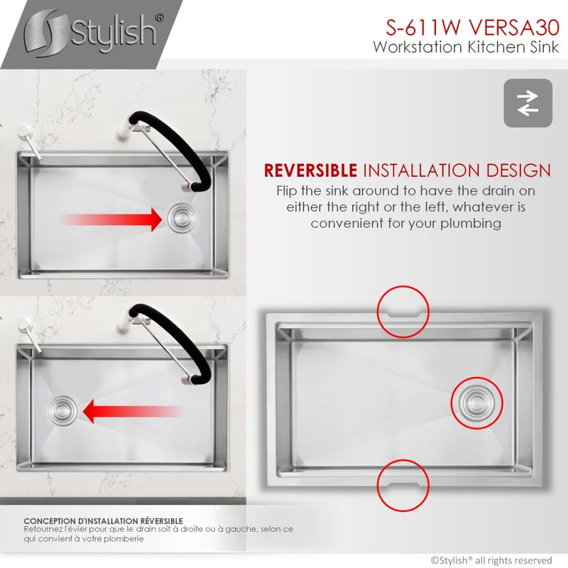 30"L X 19"W Stainless Steel Single Basin Undermount Kitchen Sink - Image 14