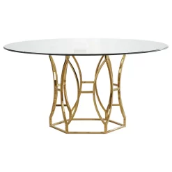 Luna 54" Round Dining Table, Gold