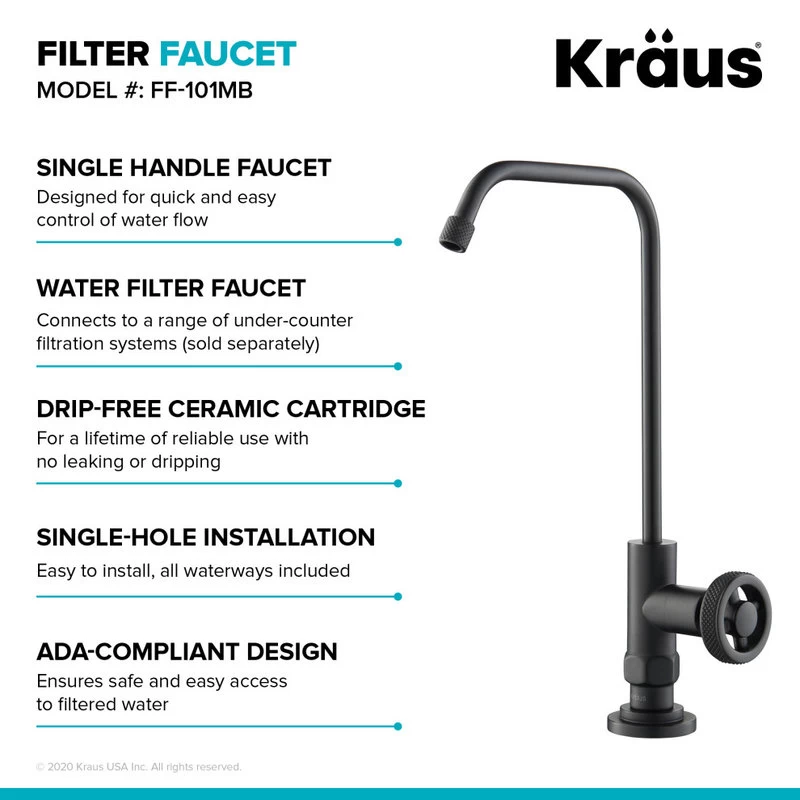 Urbix Drinking Water Dispenser Beverage Kitchen Faucet, Matte Black - Image 6