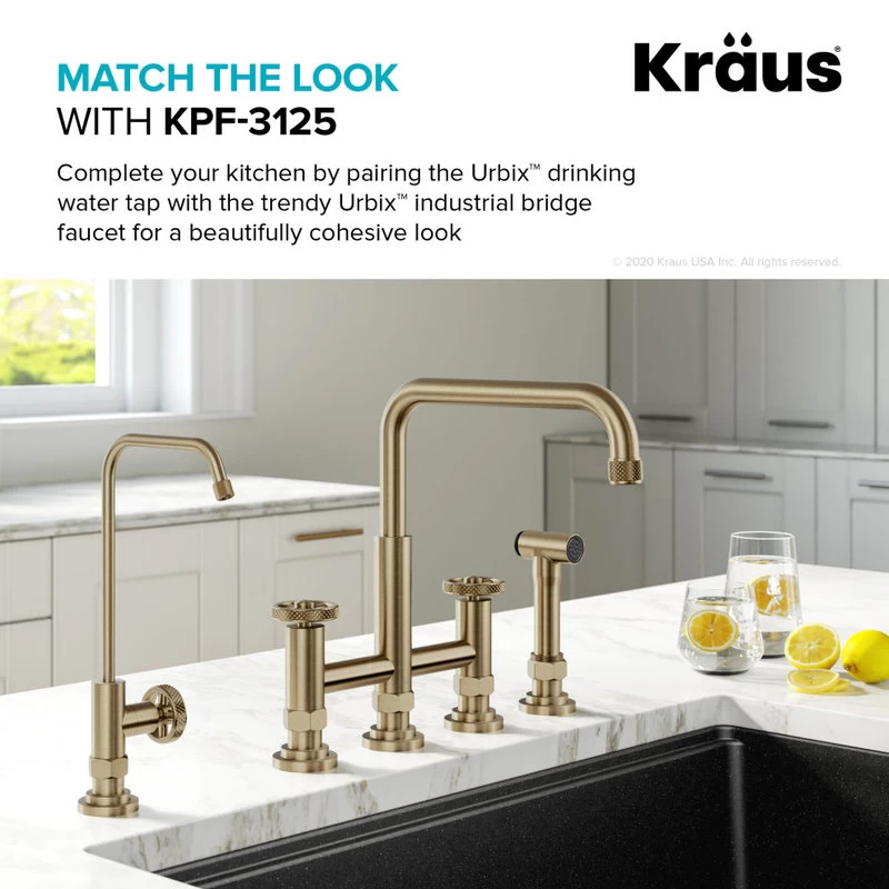 Urbix Drinking Water Dispenser Beverage Kitchen Faucet, Brushed Gold - Image 5