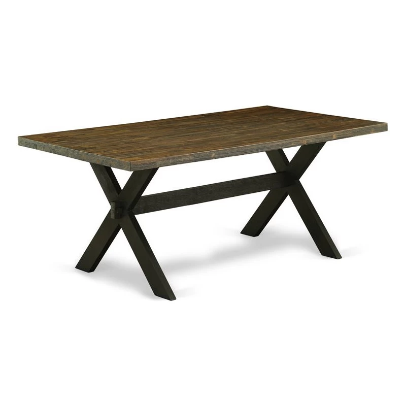 East West Furniture X-Style 6-piece Wood Dining Set In Jacobean/Black - Image 3