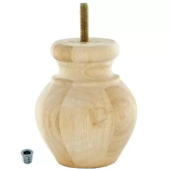 4-1/2" Highx3-1/4" OD Unfinished Solid Hardwood Round Bun Feet