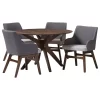Baxton Studio Monte Walnut Wood Round 5-Piece Dining Set