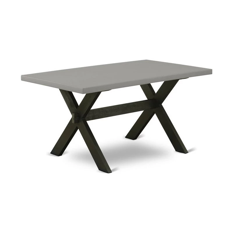 East West Furniture V-Style 5-piece Wood Dining Set With Cement Top In Black - Image 3