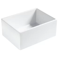 Austen 24" Farmhouse Fireclay Single Bowl Kitchen Sink, Crisp White And Care Kit