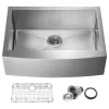 KIBI Handcrafted Farmhouse Apron Single Bowl Stainless Steel Kitchen Sink, 30"