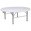 Flash Furniture 70.75" Round Plastic Bi-Fold Table In Granite White