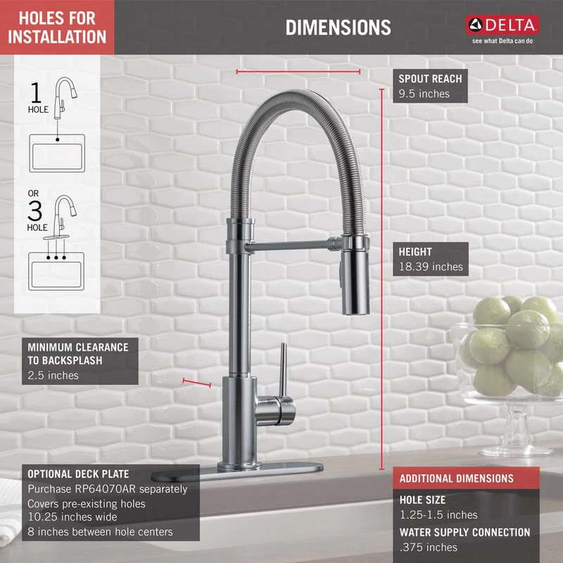 Delta Trinsic Pull-Down Kitchen Faucet With Spring Spout, Arctic Stainless - Image 3
