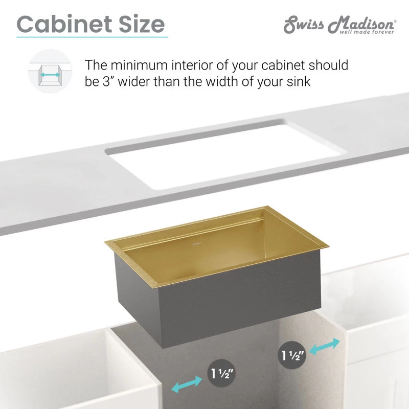 Tourner 30x19 Stainless Steel, Single Basin, Undermount Kitchen Sink, Gold - Image 14