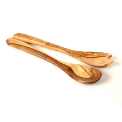 Handmade Olive Wood Salad Server, Set Of 2 Spoon And Spork