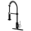 VIGO Edison Pull-Down Kitchen Faucet With Deck Plate, Stainless Steel/Matte Blac