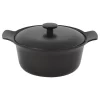Ron Cast Iron Covered Stockpot, Black, 4.4Qt.