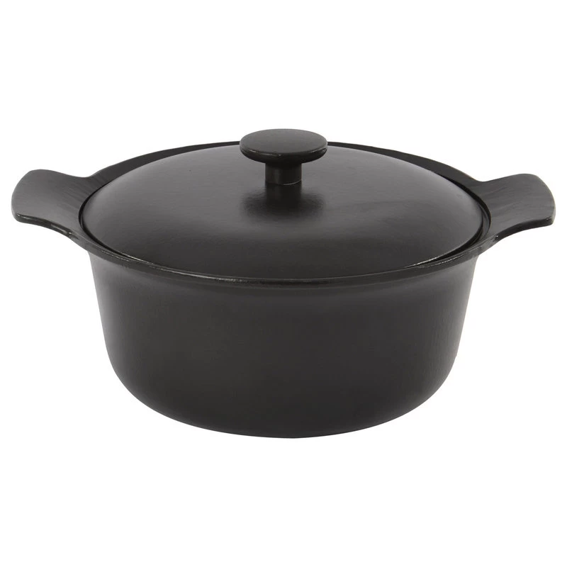 Ron Cast Iron Covered Stockpot, Black, 4.4Qt.