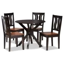 Baxton Studio Mare Brown And Walnut Brown Finished Wood 5-Piece Dining Set