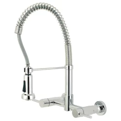 Gourmetier Concord 2-Handle Wall Mount Pull-Down Kitchen Faucet, Polished Chrome