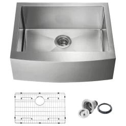Handcrafted Farmhouse Apron Single Bowl Stainless Steel Kitchen Sink, 27"