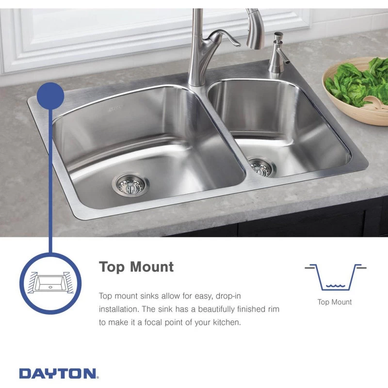 D11721 Dayton Stainless Steel 17" X 21-1/4" Drop-in Bar Sink, 3 Holes - Image 8