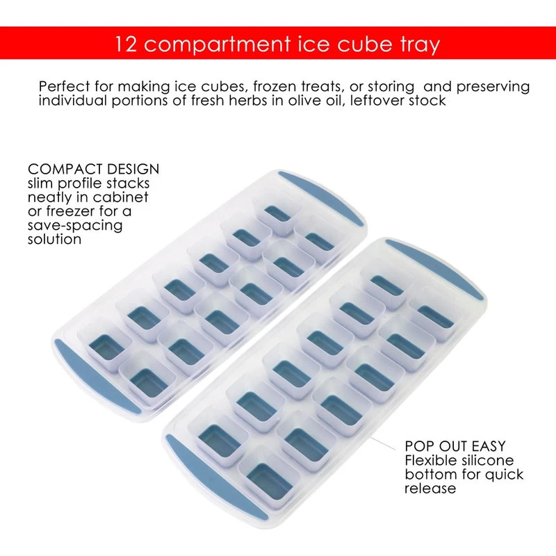 Square Plastic Pop-Out Ice Cube Trays, Set Of 2, Blue - Image 4