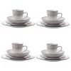 Aqua Blue Rustic Fare Dinnerware 16-Piece Set, Cream